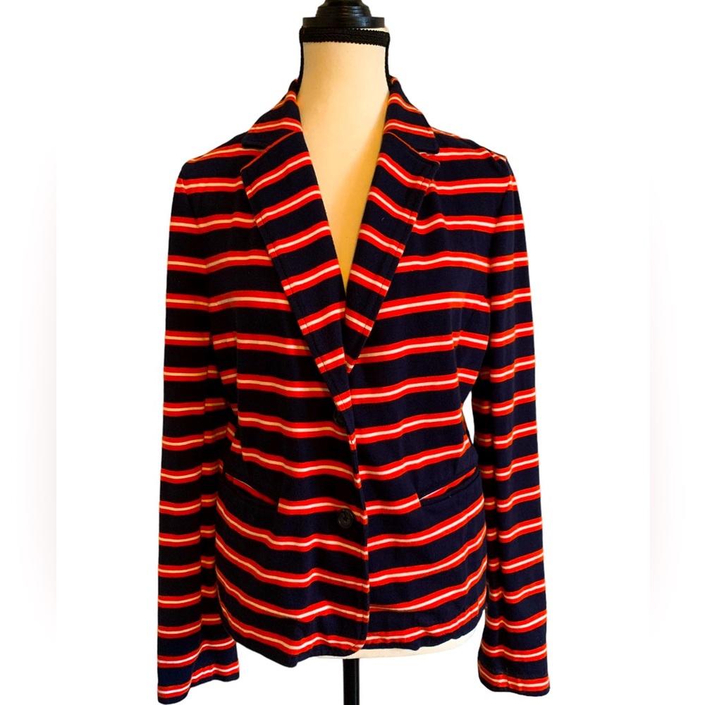 J. Crew Relaxed Fit Nautical Strips Women's Cotton Blazer